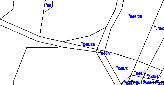 Parcela st. 846/25 v KÚ Leletice, Katastrální mapa