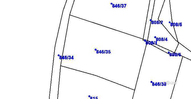 Parcela st. 846/35 v KÚ Leletice, Katastrální mapa