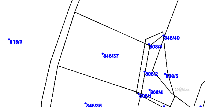 Parcela st. 846/37 v KÚ Leletice, Katastrální mapa