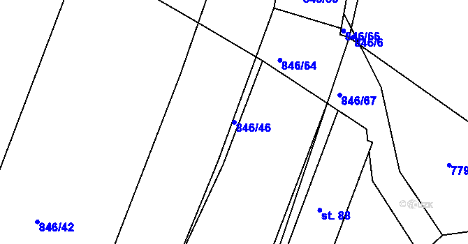 Parcela st. 846/46 v KÚ Leletice, Katastrální mapa