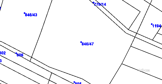 Parcela st. 846/47 v KÚ Leletice, Katastrální mapa