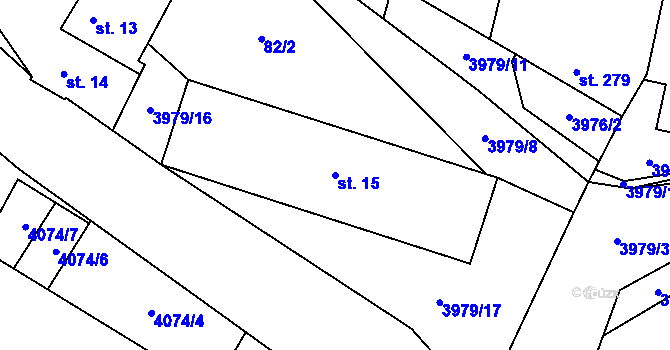 Parcela st. 15 v KÚ Lenešice, Katastrální mapa