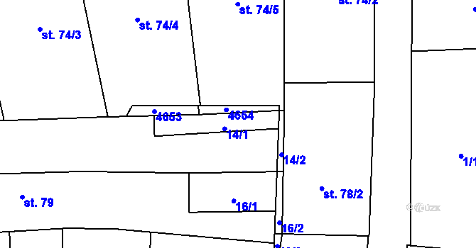 Parcela st. 74/8 v KÚ Lenešice, Katastrální mapa