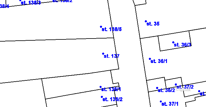 Parcela st. 137 v KÚ Lenešice, Katastrální mapa
