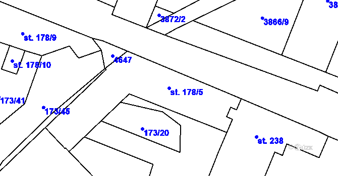 Parcela st. 178/5 v KÚ Lenešice, Katastrální mapa