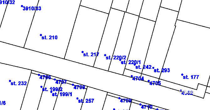 Parcela st. 220/2 v KÚ Lenešice, Katastrální mapa