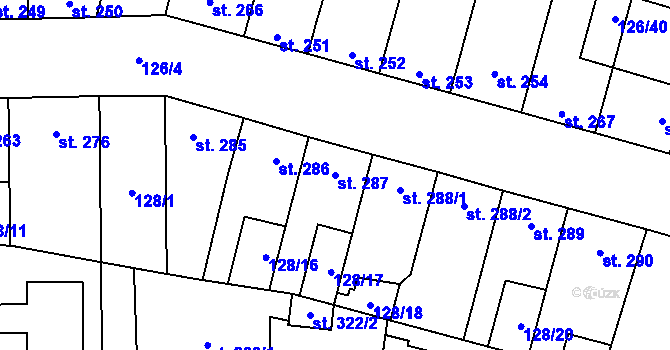 Parcela st. 287 v KÚ Lenešice, Katastrální mapa
