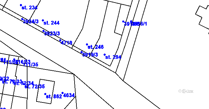 Parcela st. 294 v KÚ Lenešice, Katastrální mapa