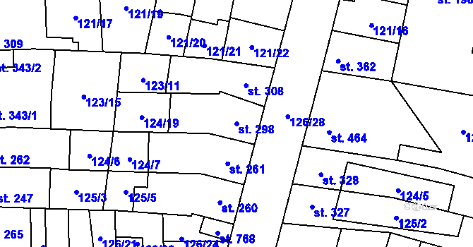 Parcela st. 298 v KÚ Lenešice, Katastrální mapa