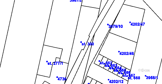 Parcela st. 300 v KÚ Lenešice, Katastrální mapa