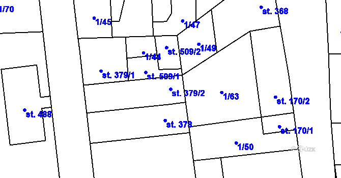 Parcela st. 379/2 v KÚ Lenešice, Katastrální mapa