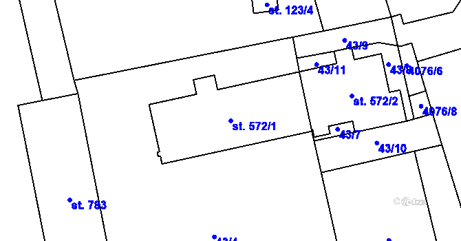 Parcela st. 572/1 v KÚ Lenešice, Katastrální mapa