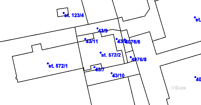Parcela st. 572/2 v KÚ Lenešice, Katastrální mapa