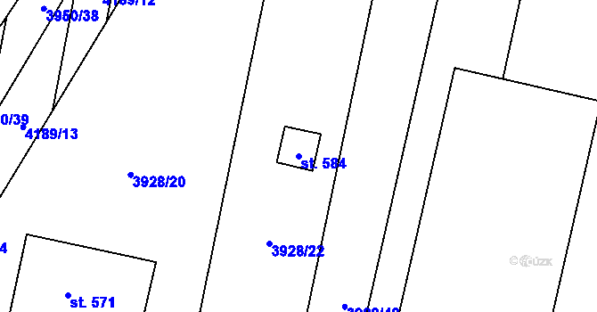Parcela st. 584 v KÚ Lenešice, Katastrální mapa