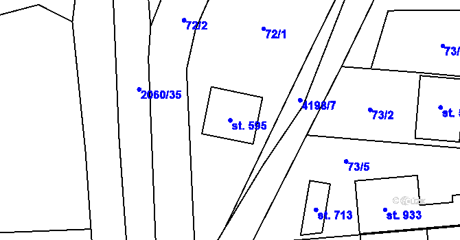 Parcela st. 595 v KÚ Lenešice, Katastrální mapa