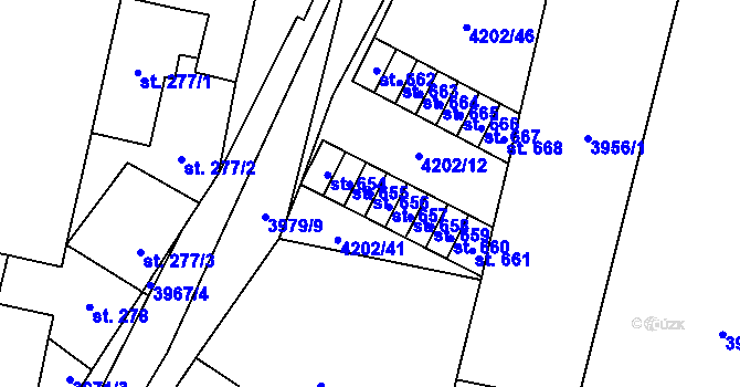 Parcela st. 656 v KÚ Lenešice, Katastrální mapa