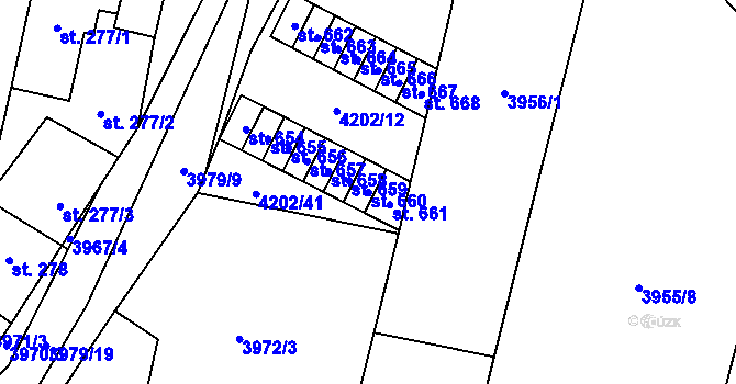 Parcela st. 660 v KÚ Lenešice, Katastrální mapa