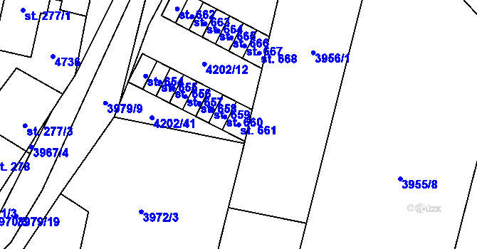 Parcela st. 661 v KÚ Lenešice, Katastrální mapa