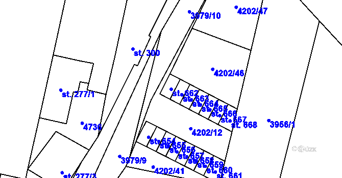 Parcela st. 662 v KÚ Lenešice, Katastrální mapa