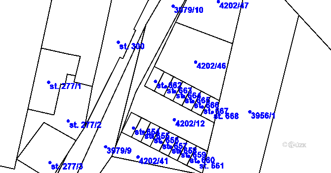 Parcela st. 663 v KÚ Lenešice, Katastrální mapa
