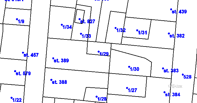 Parcela st. 1/29 v KÚ Lenešice, Katastrální mapa
