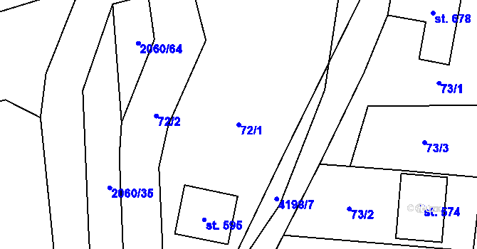 Parcela st. 72/1 v KÚ Lenešice, Katastrální mapa