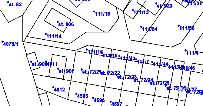 Parcela st. 111/16 v KÚ Lenešice, Katastrální mapa