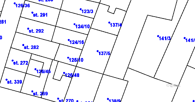 Parcela st. 137/5 v KÚ Lenešice, Katastrální mapa