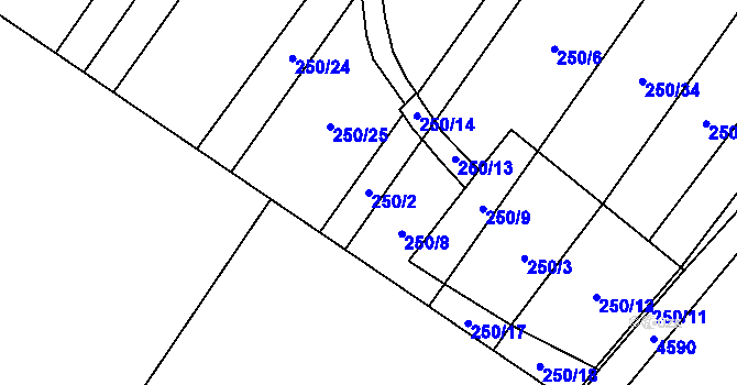 Parcela st. 250/2 v KÚ Lenešice, Katastrální mapa