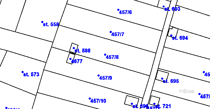 Parcela st. 457/8 v KÚ Lenešice, Katastrální mapa