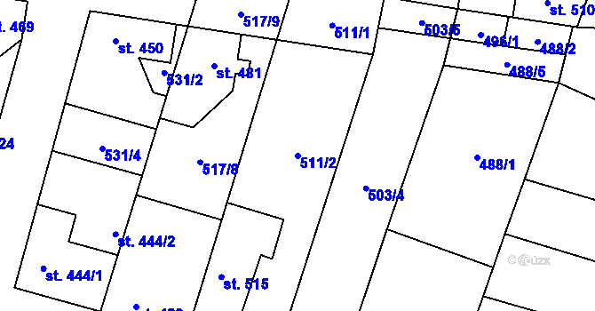 Parcela st. 511/2 v KÚ Lenešice, Katastrální mapa