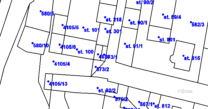 Parcela st. 573/1 v KÚ Lenešice, Katastrální mapa