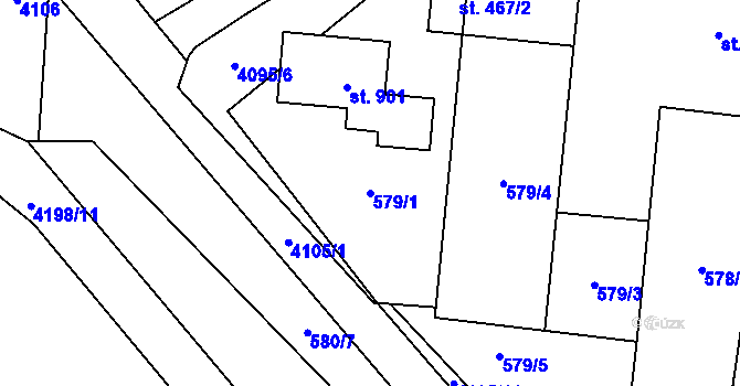 Parcela st. 579/1 v KÚ Lenešice, Katastrální mapa