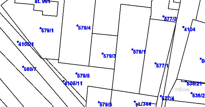 Parcela st. 579/3 v KÚ Lenešice, Katastrální mapa