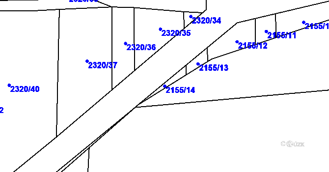 Parcela st. 2155/14 v KÚ Lenešice, Katastrální mapa