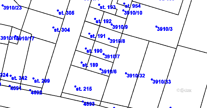 Parcela st. 3910/7 v KÚ Lenešice, Katastrální mapa