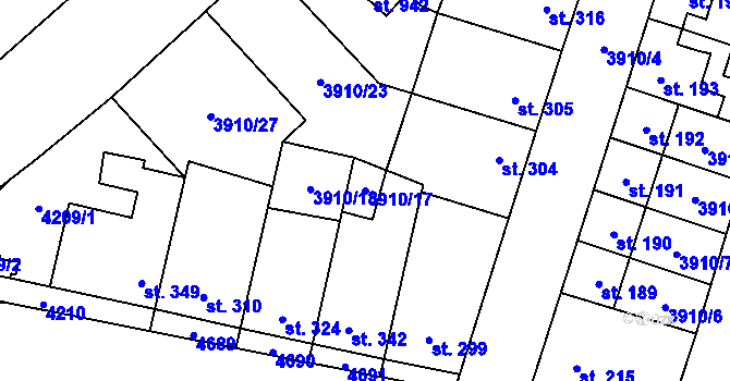 Parcela st. 3910/17 v KÚ Lenešice, Katastrální mapa