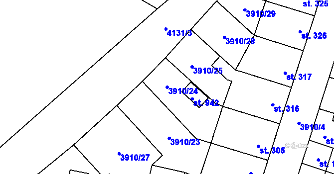 Parcela st. 3910/24 v KÚ Lenešice, Katastrální mapa