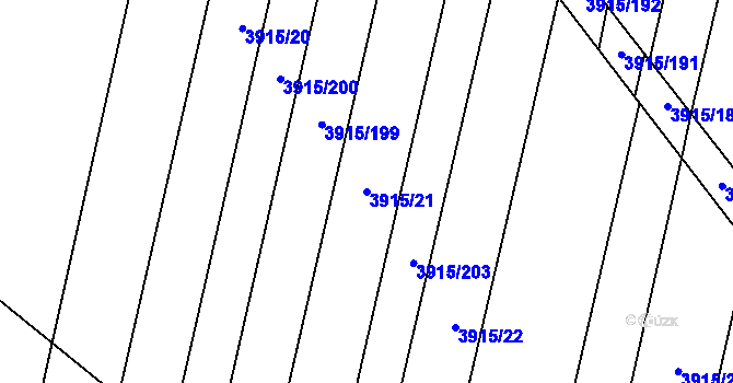 Parcela st. 3915/21 v KÚ Lenešice, Katastrální mapa