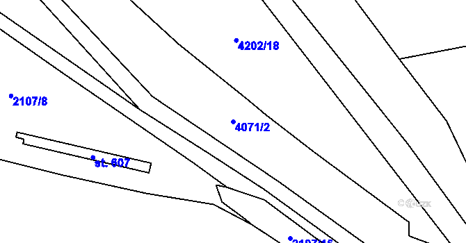 Parcela st. 4071/2 v KÚ Lenešice, Katastrální mapa