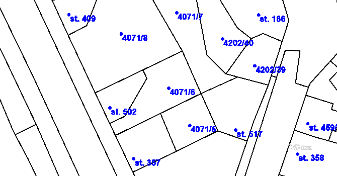 Parcela st. 4071/6 v KÚ Lenešice, Katastrální mapa