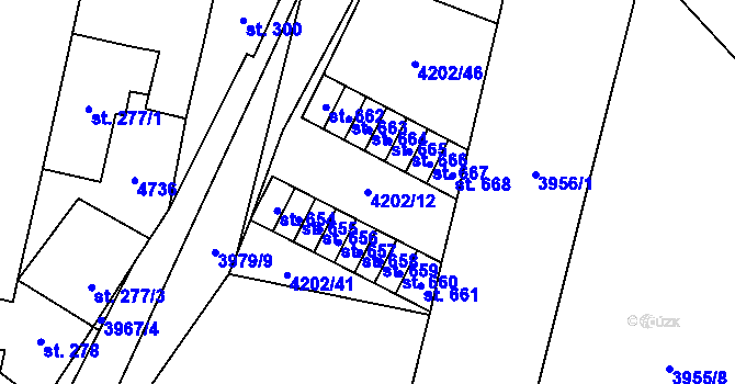 Parcela st. 4202/12 v KÚ Lenešice, Katastrální mapa