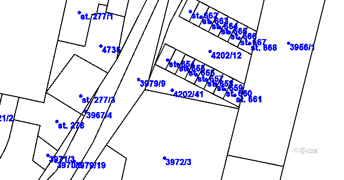 Parcela st. 4202/41 v KÚ Lenešice, Katastrální mapa