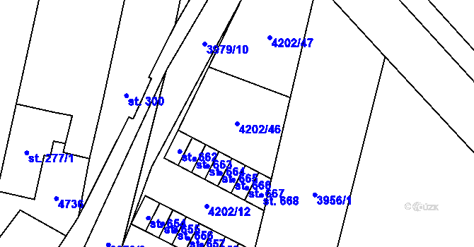 Parcela st. 4202/46 v KÚ Lenešice, Katastrální mapa