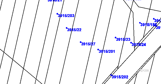 Parcela st. 3915/27 v KÚ Lenešice, Katastrální mapa