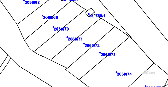 Parcela st. 2060/72 v KÚ Lenešice, Katastrální mapa