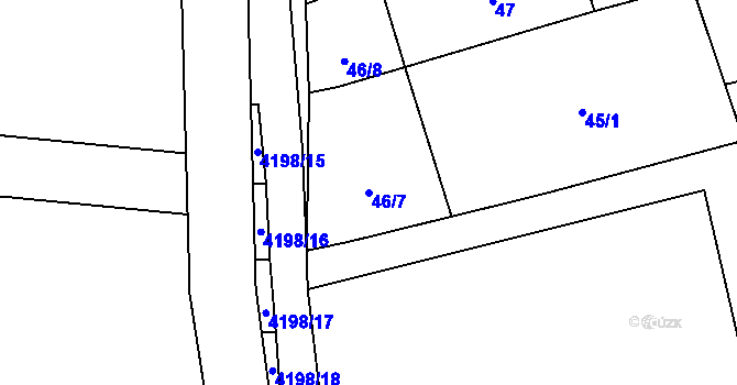 Parcela st. 46/7 v KÚ Lenešice, Katastrální mapa