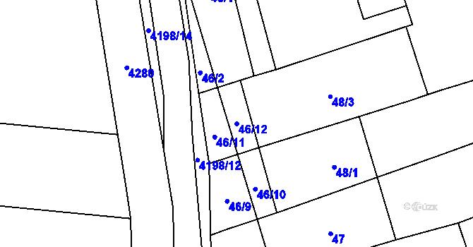 Parcela st. 46/12 v KÚ Lenešice, Katastrální mapa