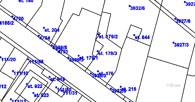 Parcela st. 179/3 v KÚ Lenešice, Katastrální mapa