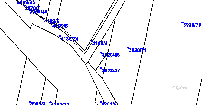Parcela st. 3928/46 v KÚ Lenešice, Katastrální mapa